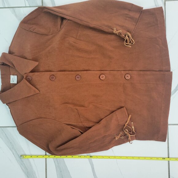 Cottage Core FVintage all Jacket Brown Top/Jacket with tie sleeves Size L - Picture 3 of 6